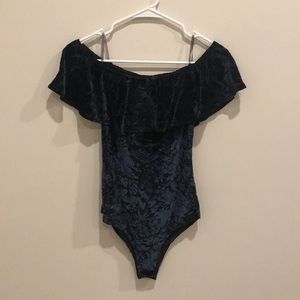 Dark Blue Off-Shoulder Bodysuit